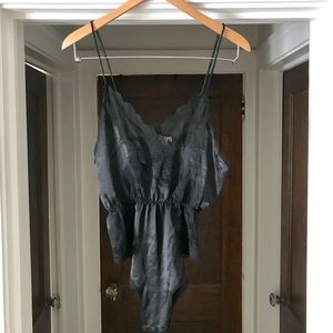 Vintage black satin & lace teddy